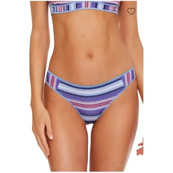 Becca Adela Tab Side Hipster Bikini Bottom in Metallic Multi Stripe Medium NWT - Picture 9 of 9